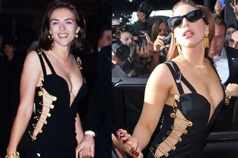 Lady Gaga Copies Liz Hurley S Iconic Versace Safety Pin Dress Mirror Online