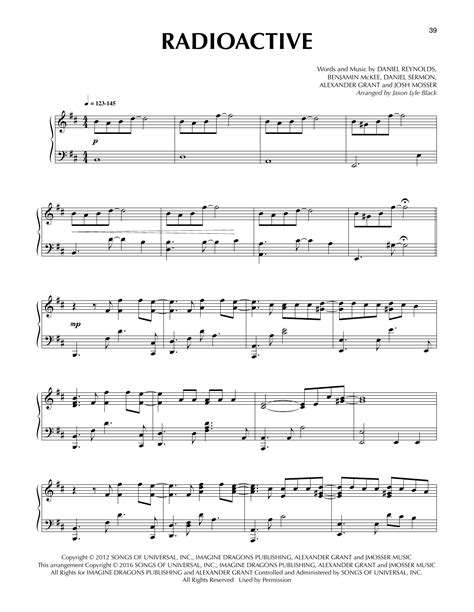 Radioactive Arr Jason Lyle Black Sheet Music Imagine Dragons