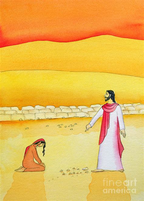 Jesus Forgives The Woman Caught In Adultery Painting By Elizabeth Wang