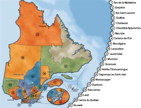 Quelques Régions Du Québec Le Planificateur The Planner Quebec Map Region