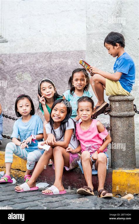A Group Of Cute Happy Filipino Children Pose For Me In The Intramuros
