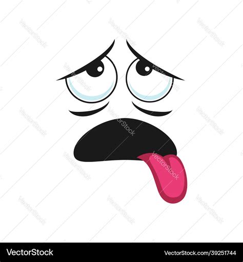 Cartoon Exhausted Face Upset Or Tired Emoji Vector Image