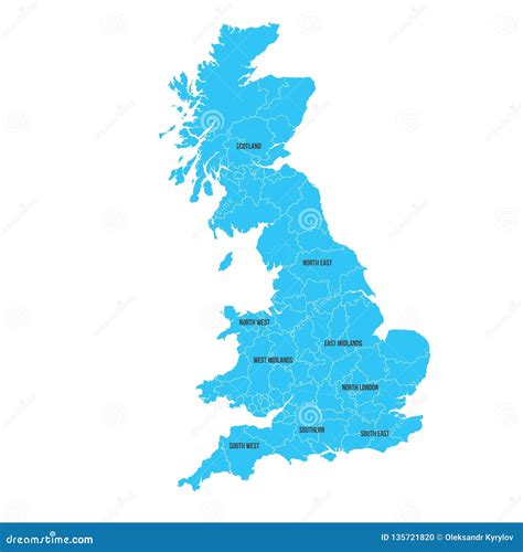 Reino Unido Gran Mapa De Britan Mapa Del Vector Aislado En El Fondo