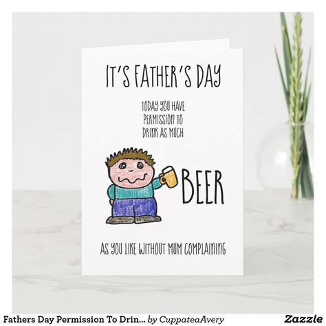 Fathers Day Permission To Drink Beer Funny Card Drink