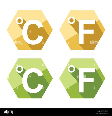 Diseño Plano En Grados Celsius Y Fahrenheit Conjunto De Iconos Símbolo