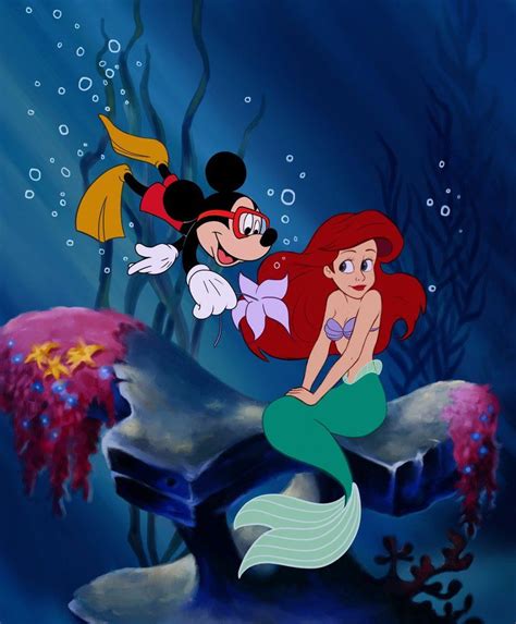 Ariel Meets Mickey Disney Disney Art Disney Ariel