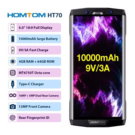 Homtom Ht70 60 Hd 189 Screen Mobile Phone Mtk6750t Octa Core 4g Ram