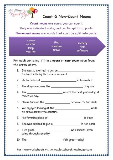 Grade Count And Mass Nouns Worksheet Free Math Works Vrogue Co