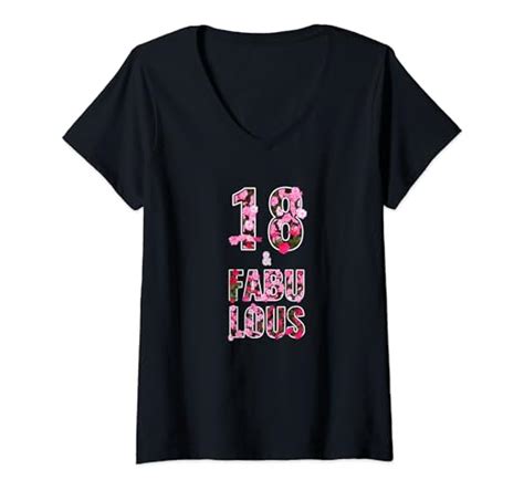 Womens 18th Birthday T Idea 18 Years Old And Fabulous V Neck T Shirt Clothing