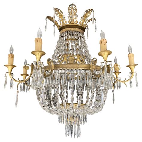 French Empire Style Bronze And Crystal Chandelier At Stdibs French