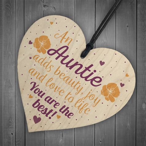 Auntie Gifts Thank You Sign Wooden Heart Plaque Birthday Gift