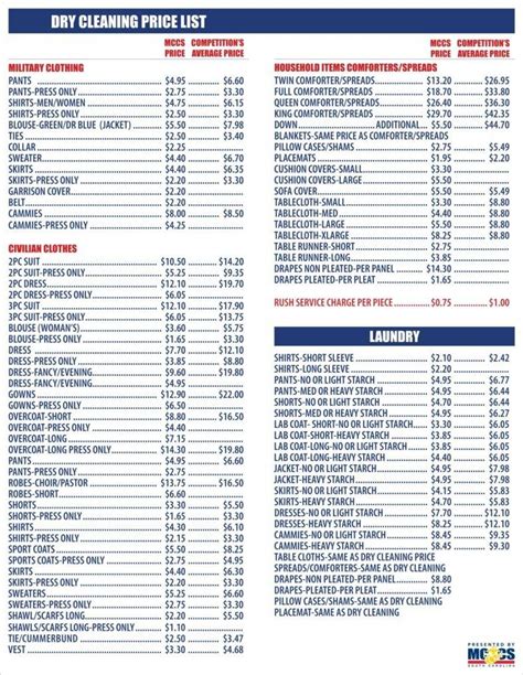 Commercial Cleaning Services Price List Template