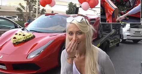 Supercar Blondie Gets Ferrari Filled With 1000 Roses From Husband