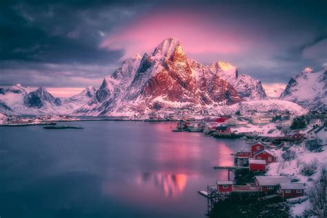 Download Norway Lofoten Coastal Town Wallpaper