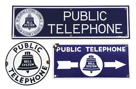 Lot Of Three Porcelain Public Telephone Signs May 14 2020 Dan
