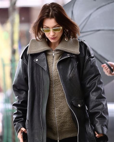 pin by realreckless on gigiand bella hadid fashion celebrity style leather jacket