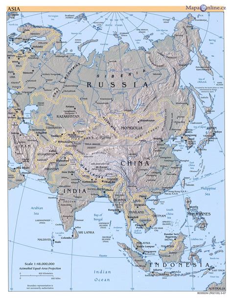 Mapa Asie Mapaonlinecz
