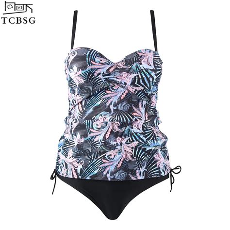 tcbsg 2019 new sexy women swimwear female push up swimsuit plus size patchwork tankini set retro