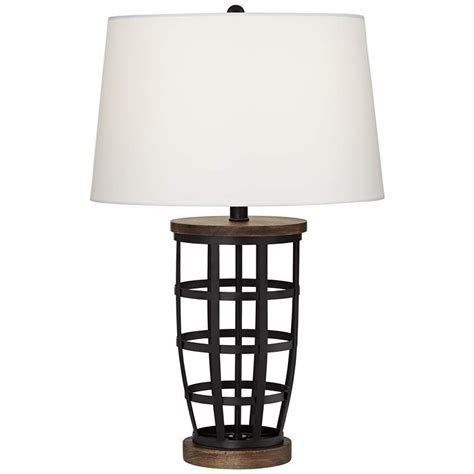 Tall, it's the perfect piece to accent your office, bedroom, foyer or living room. Woodman Black Metal Cage Table Lamp - #67K81 | Lamps Plus