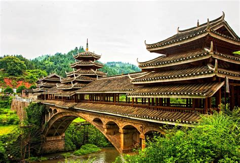 Bridges Chinese Covered Bridge China Arsinoe Temple Library