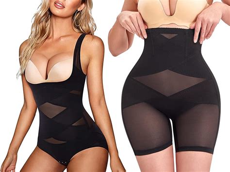 Reyeogo Criss Cross Shapewear Bodysuit And Butt Lifter Panty Hi Waist Trainer Body Shaper Shorts