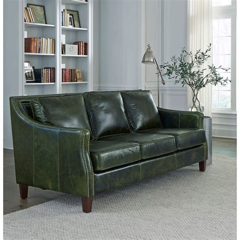 Essex Distressed Green Top Grain Leather Upholstered Vintage Sofa Bed
