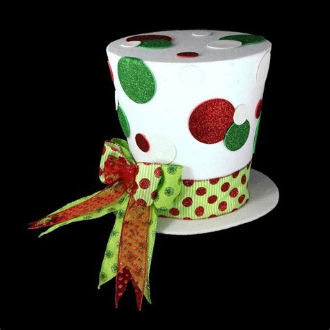 Polka Dot Christmas Tree Topper Top Hat Tree Topper Whimsical Tree