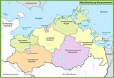 Administrative divisions map of Mecklenburg-Vorpommern