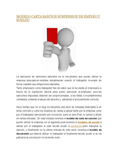 Modelo Carta Sancion Suspension De Empleo Y Sueldo Pdf Estatuto De