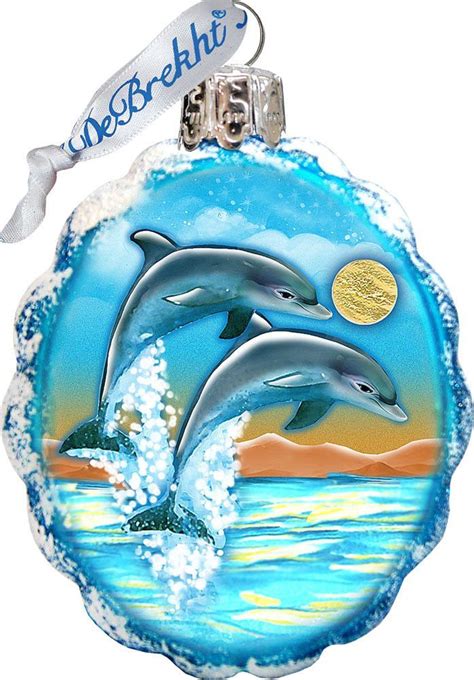 Keepsake Flower Dolphins Coastal Glass Ornament Ornaments Glass