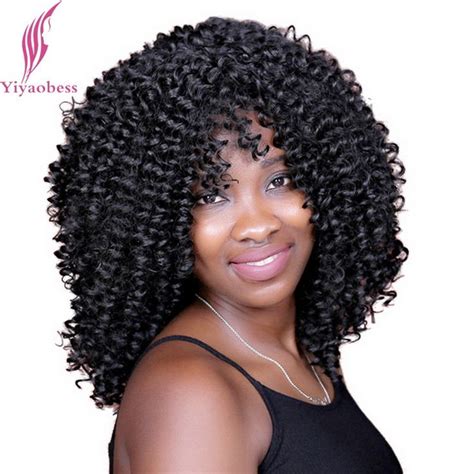Yiyaobess 40cm 1 African American Hair Medium Curly Wigs For Women Heat Resistant Synthetic