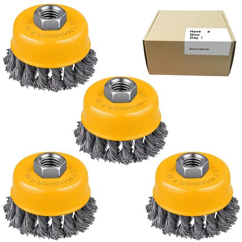 Wire Wheel Brush Cup Brush Set 58 Inch 11 Threaded Arbor 0002 Inch Carbon Steel