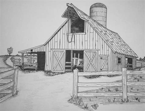 Barn Art Barn Drawing Old Barn Original Drawing Barn Art Barn