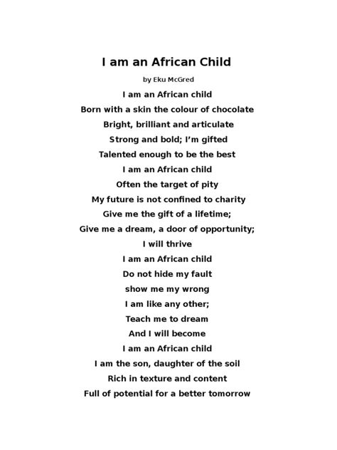 I Am Aan African Child Pdf