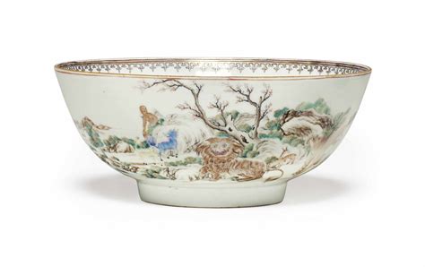 A Chinese Export Garden Of Eden Bowl Qianlong Period