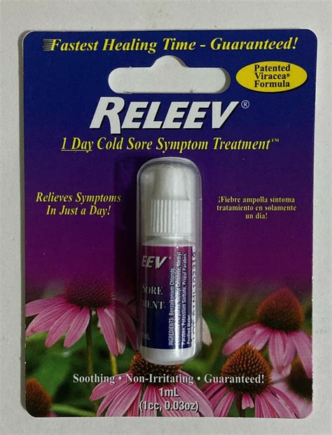 Releev 1 Day Cold Sore Symptom Treatment 1ml Viracea Formula Exp 2022