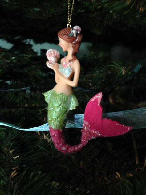 Pink Tailed Mermaid Ornament On My Coastal Christmas Tree