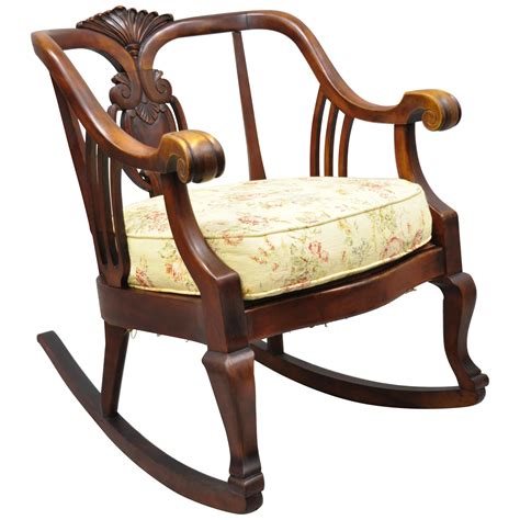 Antique American Empire Victorian Solid Mahogany Rocker Rocking Chair At 1stdibs Antique
