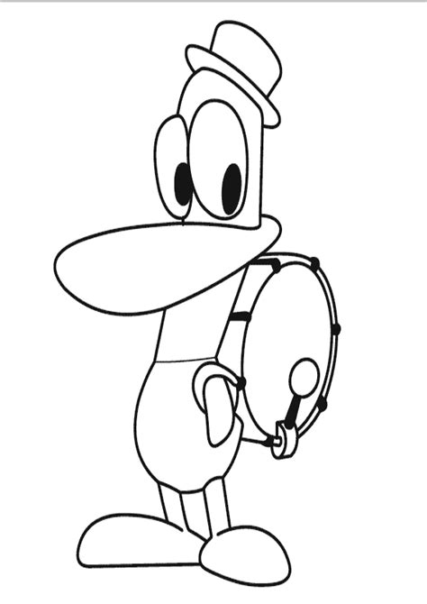 Find thousands of coloring pages in the coloring library. Pocoyo Pato Playing the Drum Printable Coloring Page