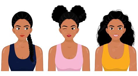 Premium Vector Beauty Portrait Of Three Young African Women Curly