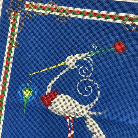 Ruth Schmuff Design Hand Painted Needlepoint Canvas Holiday Bird 26