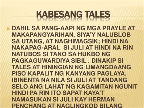 Buod Ng Kabanata 4 Kabesang Tales