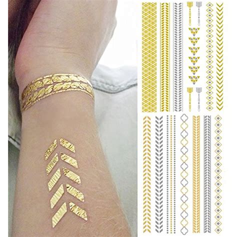 Golden Metallic Gold Body Art Temporary Removable Tattoo Stickers