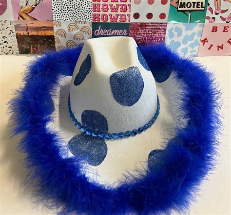 Blue Cow Print Custom Party Cowboy Hat Artofit