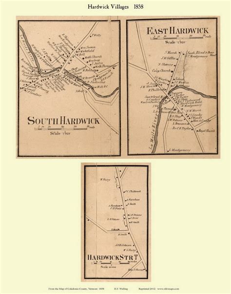 South Harwick And East Harwick Villages Vermont 1858 Old Town Map