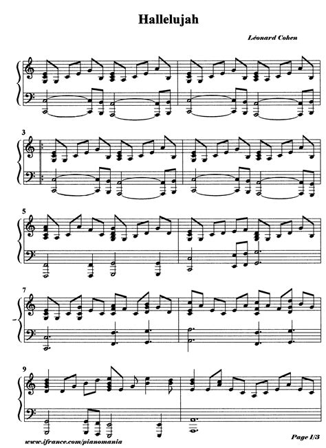 Hallelujah 1 Pour Piano Partition Piano Facile Partition Piano
