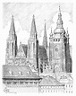 Prague - castle and cathedral St. Vitus Drawing by Vlado Ondo