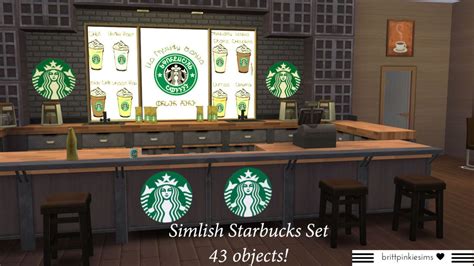 Starbucks Set In Simlish By Brittpinkiesims Sims Sims 4 Sims 4 Mods