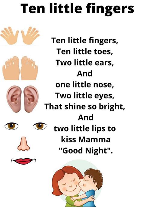 Ten Little Fingers In 2022 Rhyming Poems For Kids Kids Poems Rhymes