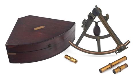 lot cased brass sextant 19th century case height 5” width 16 5” depth 12 75”